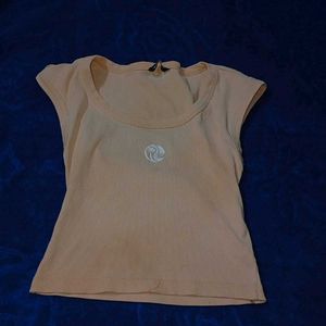 Peach Ribbed Cap Sleeve Top