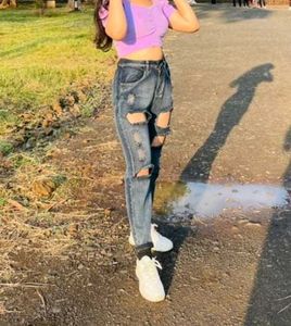 Distressed Patchwork Denim Jeans