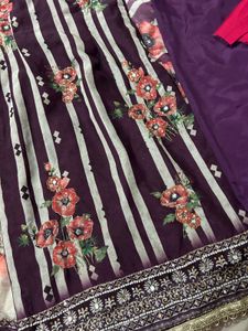organza  Floral Kurta Set with free kurt