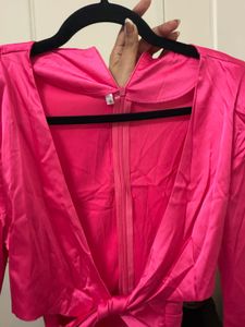 Vibrant Pink Satin Party Dress