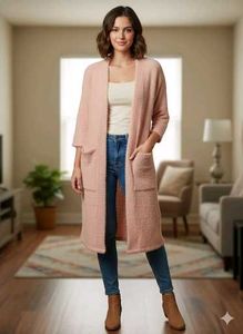 Long Pink Duster Cardigan