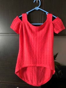 Coral Cut-Out Knit Top