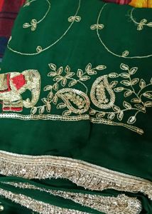 Green Silk Lehenga with Elephant Embroidery