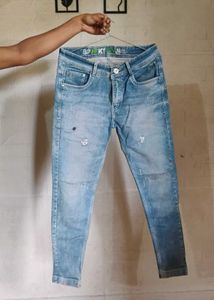 Stylish Light Blue Distressed Jeans