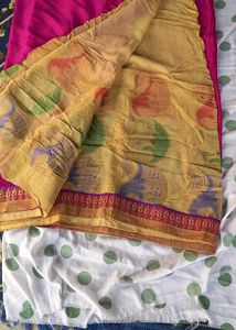 Beautiful Pink Saree with Gold Embroidery