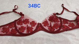 Sheer Red Floral Bra