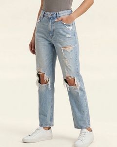 Distressed Light Wash Denim Jeans