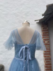 Elegant Blue Tulle Midi Dress