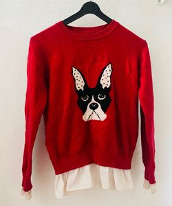 Red French Bulldog Knit Sweater