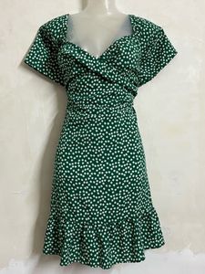 SHEIN BRANDED PLUS SIZE Green Polka Dot Mini Dress
