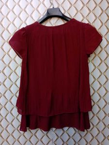 New With Tag Ruffled Double Layer Rust Top