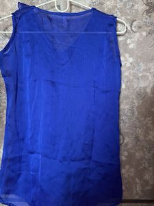 Royal Blue Ruffle Sleeveless Top