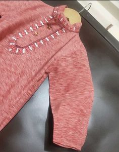 Pink Kurta White Pajami Set For 6-9 Month Baby