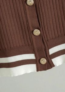 Brown Knit Cardigan &amp; Wide Leg Pants Set