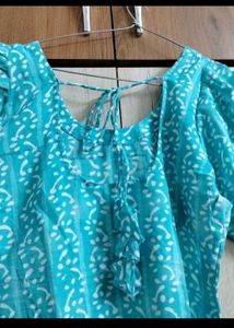 Aqua Blue Printed Kurta
