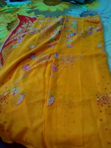 Orange Synthetic Saree