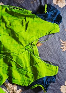 used only once Vibrant Green &amp; Blue Ethnic gown