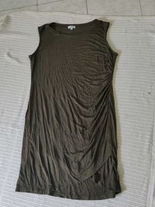 Olive Green Ruched Dress