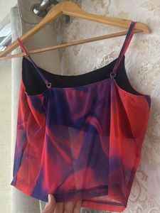 Tie-Dye Mesh Crop Cami Top