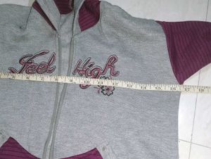 Grey &amp; Maroon Zip-Up Hoodie