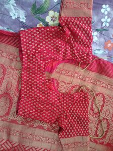 Vibrant Red Banarasi Georgette Saree with Blouse