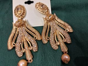 No Brand 3.5 Inch Golden Oxidised Earring Imgood C