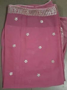 Stunning Pink Embellished Saree