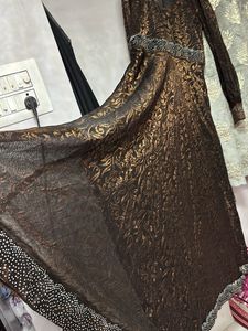 Elegant Embellished Black & Gold Gown