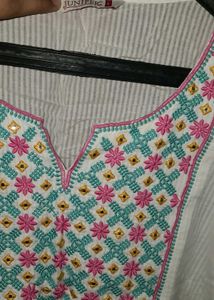 Embroidered White Kurta