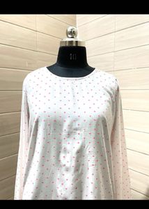 Tom tailor White &amp; Pink Print Top