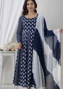 Blue & White Ethnic Kurta Set