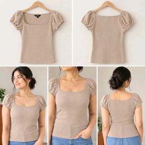 beige top with square neck