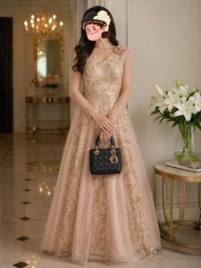 ✨ Exquisite Champagne Gold Sequined Gown –like new