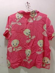Pink Tweety Bird Button-Up Top