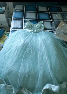 Beautiful Teal Embellished crop top lehenga