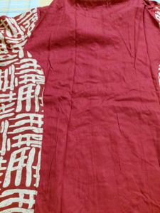 Maroon Printed Kurta
