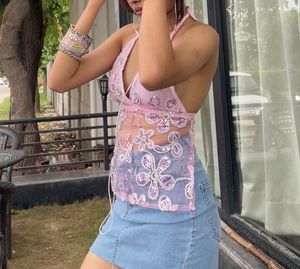 Sparkling Floral y2k  Halter Top