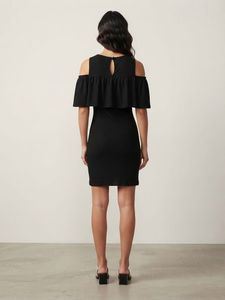 AND- Black Cold Shoulder Ribbed Mini Dress
