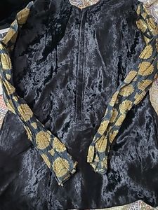 Black Grey Bronze Lehenga With Velvet Koti