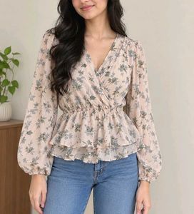 Sheer Floral Peplum top