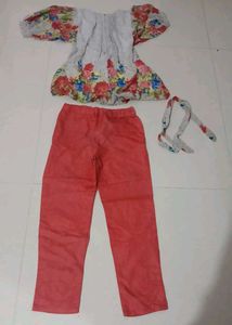 Girls Floral Kurta Set with Pants