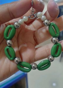 Boho Green Shell Hoop Earrings
