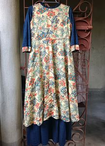 Branded Beautiful Navy Blue Kurta With Outer💙🧡💙