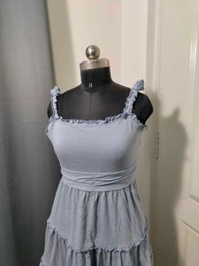 Light Blue Tiered Midi Dress