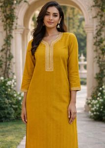 Elegant Yellow Embroidered Kurta