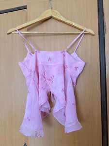 Pink Floral Ruffle Camisole Top