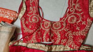 Orange &amp; Red Lehenga Choli Set