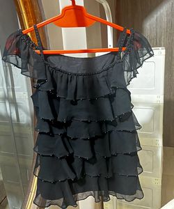 Ruffle &amp; Beads Detail Babydoll Tops