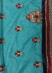 Embroidered Teal saree with blouse