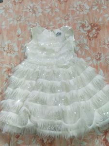 White Sequined Tiered Gown